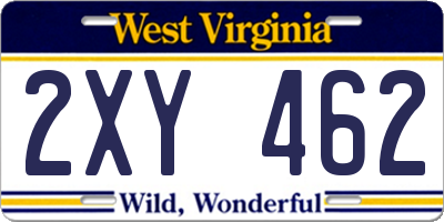 WV license plate 2XY462