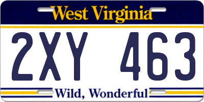 WV license plate 2XY463