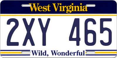 WV license plate 2XY465