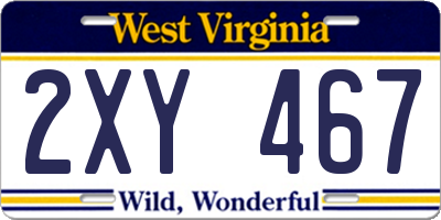 WV license plate 2XY467