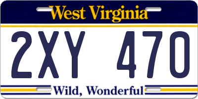 WV license plate 2XY470