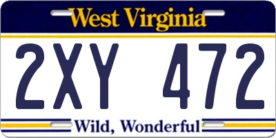 WV license plate 2XY472