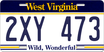 WV license plate 2XY473