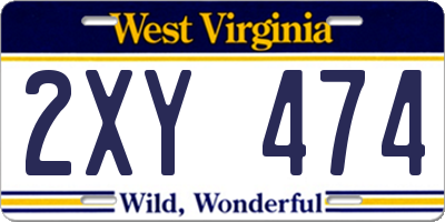 WV license plate 2XY474