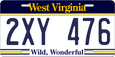 WV license plate 2XY476