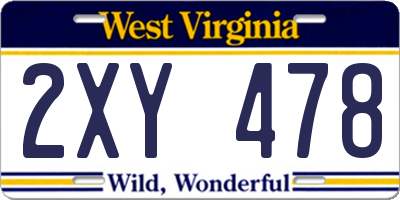 WV license plate 2XY478