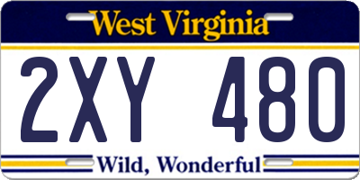 WV license plate 2XY480