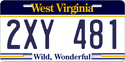 WV license plate 2XY481