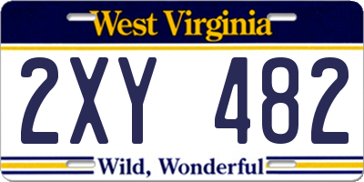 WV license plate 2XY482