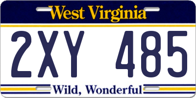 WV license plate 2XY485
