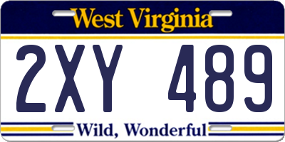 WV license plate 2XY489
