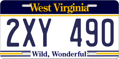 WV license plate 2XY490