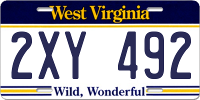 WV license plate 2XY492