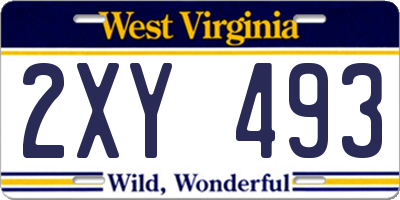 WV license plate 2XY493