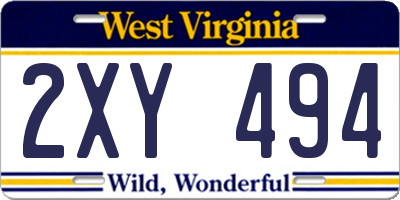 WV license plate 2XY494