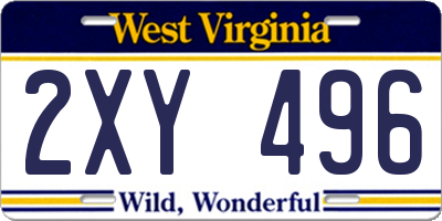WV license plate 2XY496