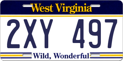 WV license plate 2XY497