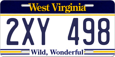 WV license plate 2XY498