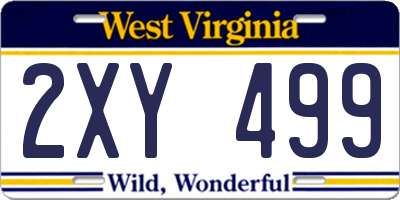 WV license plate 2XY499