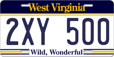 WV license plate 2XY500