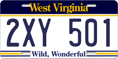 WV license plate 2XY501