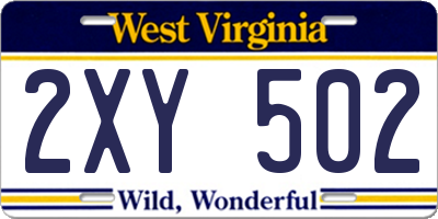 WV license plate 2XY502