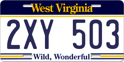 WV license plate 2XY503