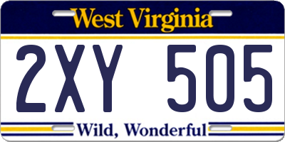 WV license plate 2XY505