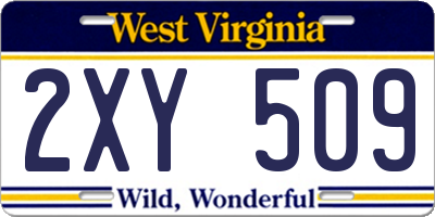 WV license plate 2XY509