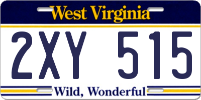 WV license plate 2XY515