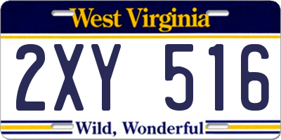 WV license plate 2XY516