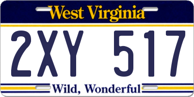 WV license plate 2XY517