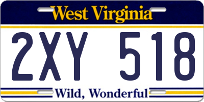 WV license plate 2XY518