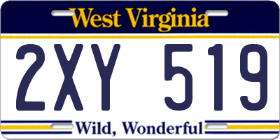 WV license plate 2XY519