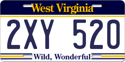 WV license plate 2XY520