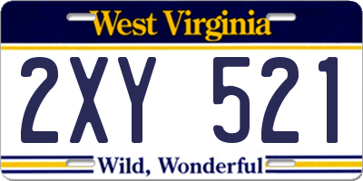 WV license plate 2XY521