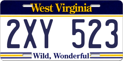WV license plate 2XY523