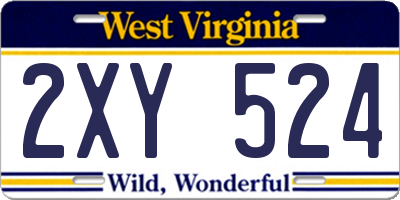WV license plate 2XY524