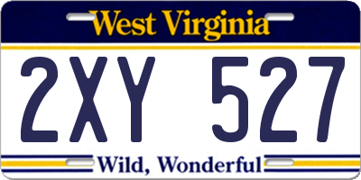 WV license plate 2XY527