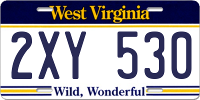 WV license plate 2XY530