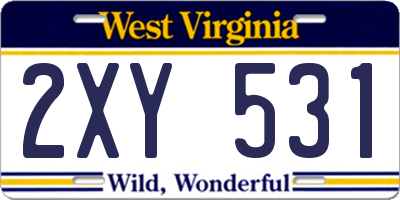 WV license plate 2XY531