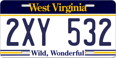 WV license plate 2XY532