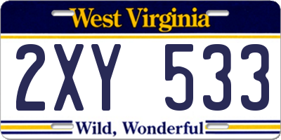 WV license plate 2XY533