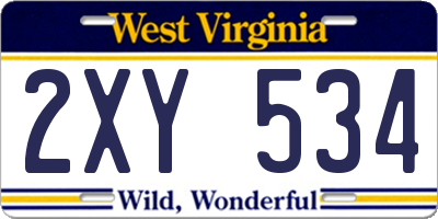 WV license plate 2XY534