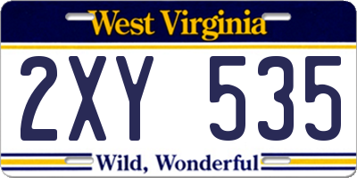 WV license plate 2XY535