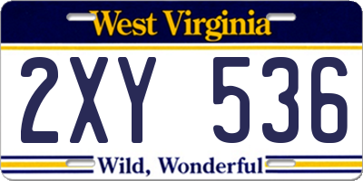 WV license plate 2XY536