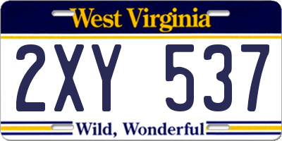 WV license plate 2XY537