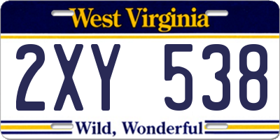 WV license plate 2XY538