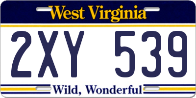 WV license plate 2XY539