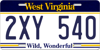 WV license plate 2XY540